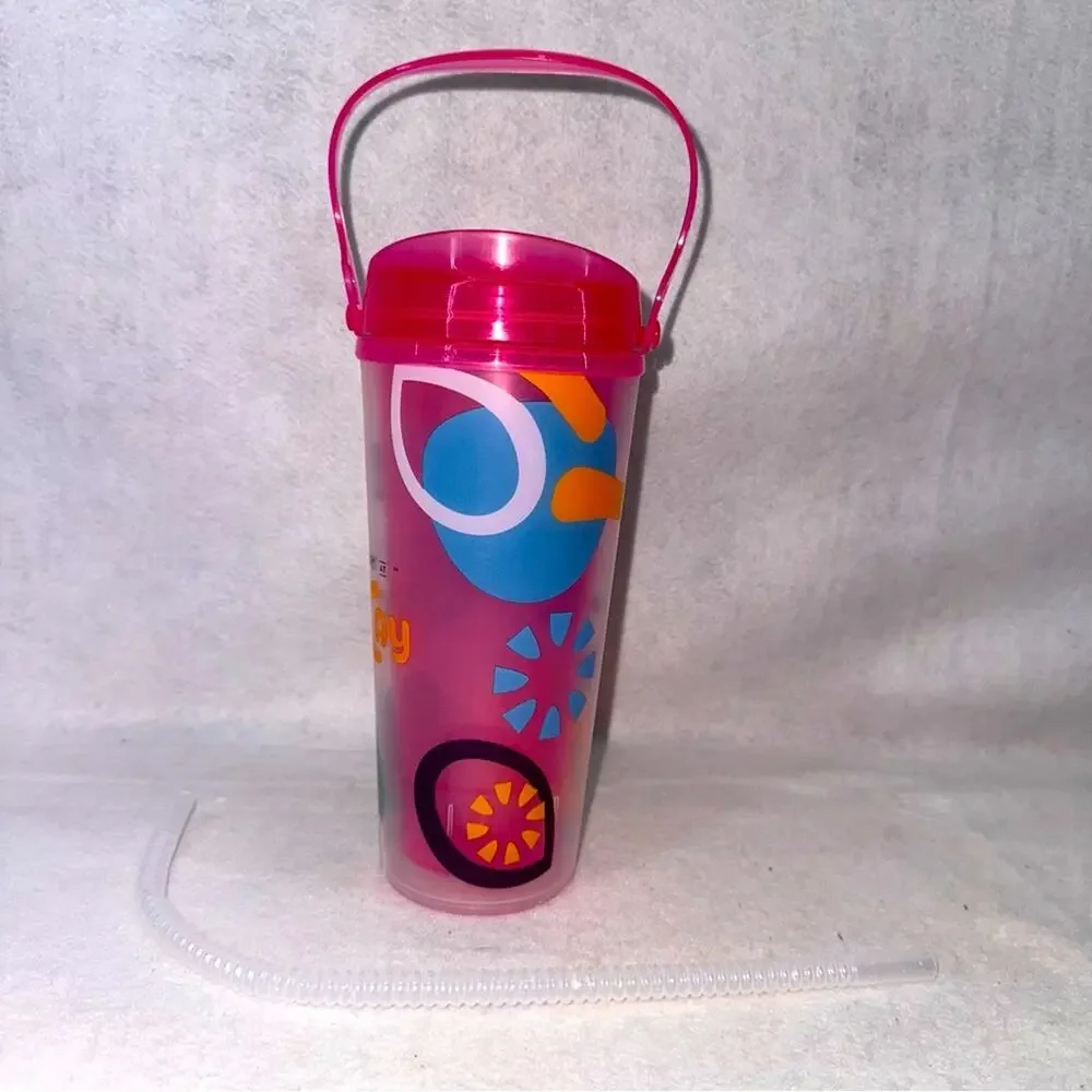 Royal Caribbean Perfect Day at Coco Cay Insulated Tumbler Pink w/ Straw & Handle
